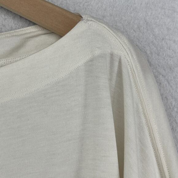 ATHLETA Top M Oversized Cropped Boat Neck Long Sleeve Cinched Off White - Picture 6 of 12